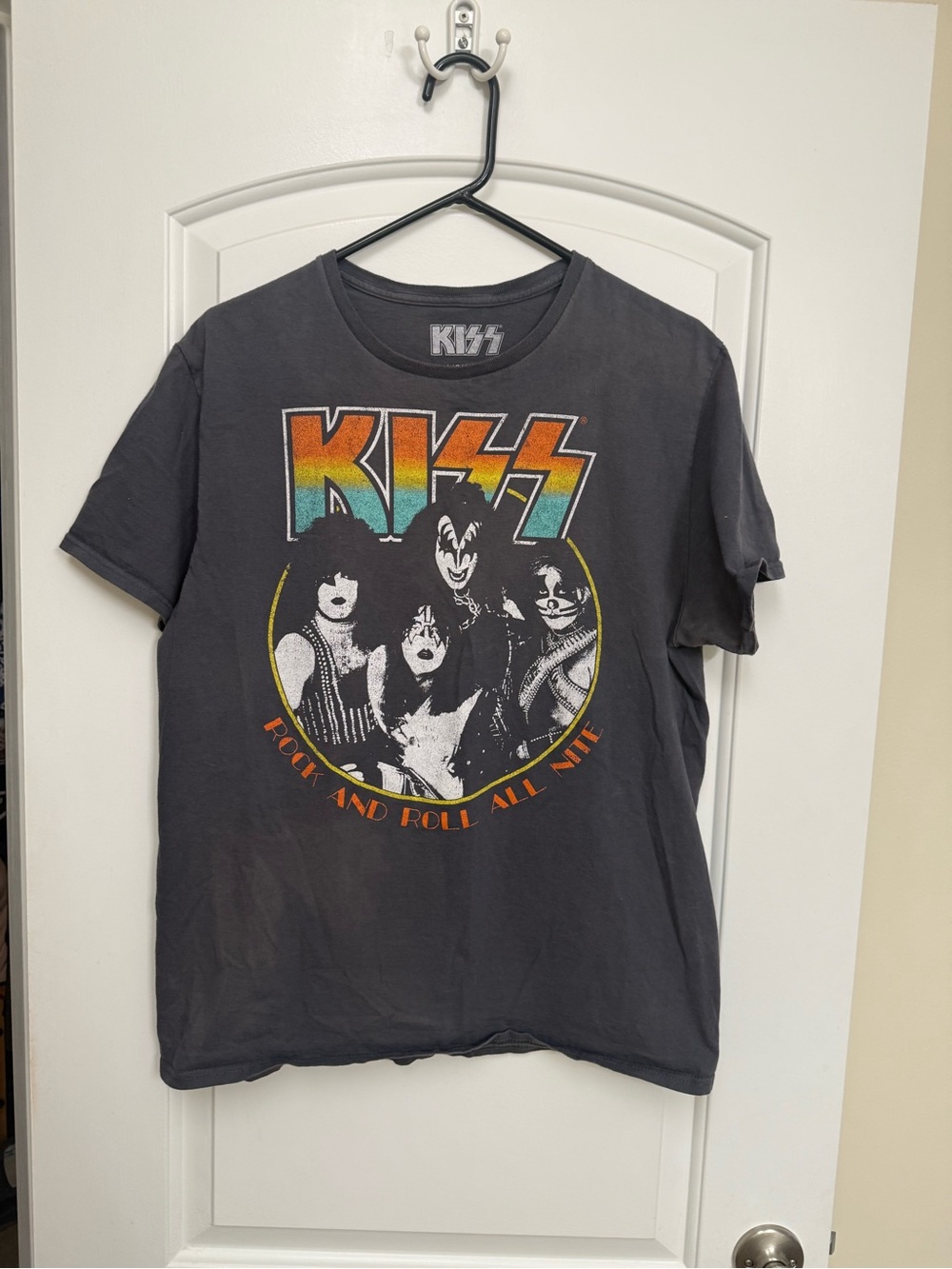 KISS Black Graphic Tee with Rainbow Logo